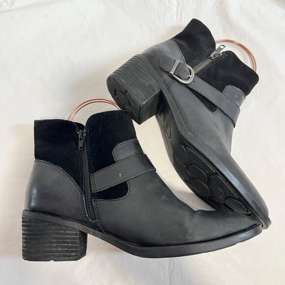 Born boots Korita Western womens 9.5 black leather suede block heel zip up - Picture 7 of 14